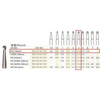 Бор ТВС, карбідний фінір, під ТН № FG#4-14, 1шт кулька; діам.= 1.40 мм; роб.довж.= 1.4 мм; (без маркування); (L=19 мм) (Tengyuan/Теньюань)