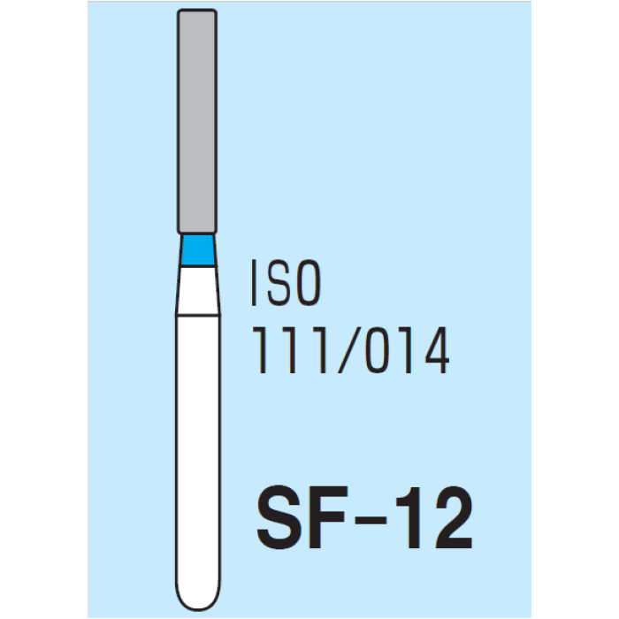 Бор діамантовий, під ТН № SF-12-111/014, 1шт циліндр; діам.= 1.40 мм; роб.довж.= 8.0 мм; 120-140 мкм (синій); (L=19 мм) (Tengyuan/Теньюань)