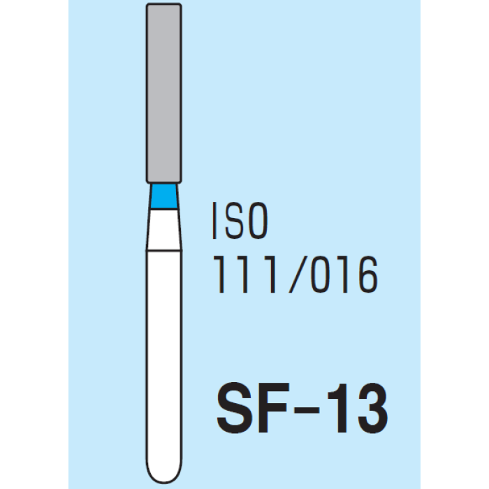 Бор діамантовий, під ТН № SF-13-111/016, 1шт циліндр; діам.= 1.60 мм; роб.довж.= 8.0 мм; 120-140 мкм (синій); (L=19 мм) (Tengyuan/Теньюань)