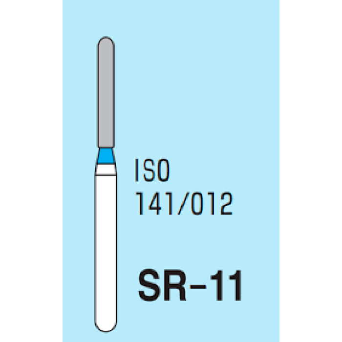 Бор діамантовий, під ТН № SR-11-141/012, 1шт циліндр заокруглений; діам.= 1.20 мм; роб.довж.= 8.0 мм; 120-140 мкм (синій); (L=19 мм) (Tengyuan/Теньюань)