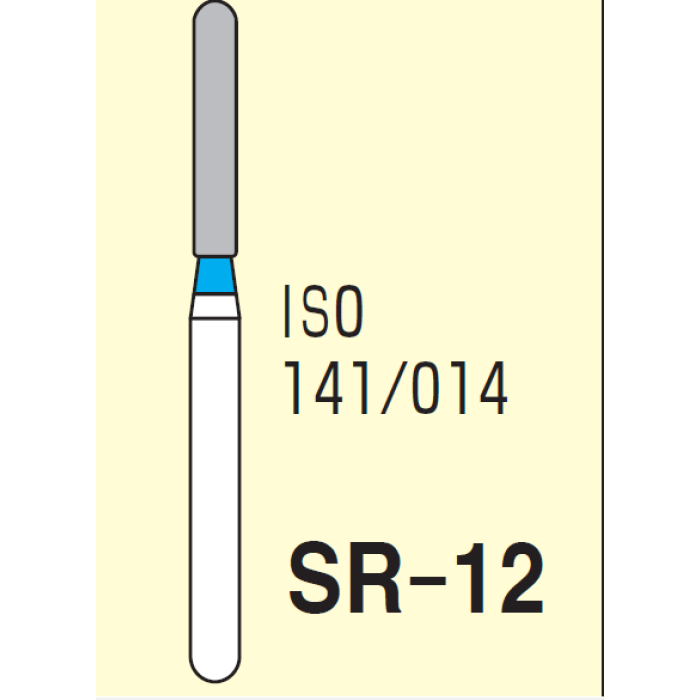 Бор діамантовий, під ТН № SR-12-141/014, 1шт циліндр заокруглений; діам.= 1.40 мм; роб.довж.= 8.0 мм; 120-140 мкм (синій); (L=19 мм) (Tengyuan/Теньюань)