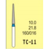 Бор діамантовий, під ТН № TC-11-160/016, 1шт голкоподібний; діам.= 1.60 мм; роб.довж.= 10.0 мм; 120-140 мкм (синій); (L=21.8 мм) (Tengyuan/Теньюань)