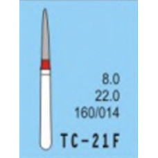 Бор діамантовий, під ТН № TC-21F-160/014, 1шт голкоподібний; діам.= 1.40 мм; роб.довж.= 8.0 мм; 240-270 мкм (червоний); (L=22 мм) (Tengyuan/Теньюань)