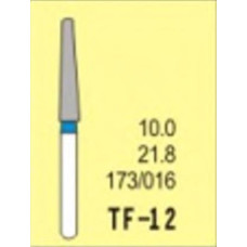 Бор діамантовий, під ТН № TF-12-173/016, 1шт конус усічений; діам.= 1.60 мм; роб.довж.= 10.0 мм; 120-140 мкм (синій); (L=21.8 мм) (Tengyuan/Теньюань)