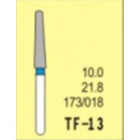 Бор діамантовий, під ТН № TF-13-173/018, 1шт конус усічений; діам.= 1.80 мм; роб.довж.= 10.0 мм; 120-140 мкм (синій); (L=21.8 мм) (Tengyuan/Теньюань)
