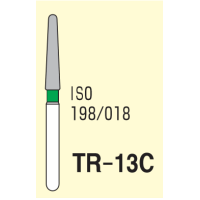 Бор діамантовий, під ТН № TR-13C-198/018, 1шт конус заокруглений; діам.= 1.80 мм; роб.довж.= 9.0 мм; 100-120 мкм (зелений); (L=21.8 мм) (Tengyuan/Теньюань)