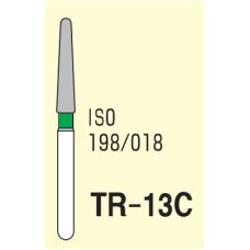 Бор діамантовий, під ТН № TR-13C-198/018, 1шт конус заокруглений; діам.= 1.80 мм; роб.довж.= 9.0 мм; 100-120 мкм (зелений); (L=21.8 мм) (Tengyuan/Теньюань)