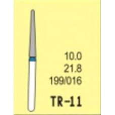 Бор діамантовий, під ТН № TR-11-199/016, 1шт конус заокруглений; діам.= 1.60 мм; роб.довж.= 10.0 мм; 120-140 мкм (синій); (L=21.8 мм) (Tengyuan/Теньюань)
