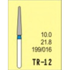 Бор діамантовий, під ТН № TR-12-199/016, 1шт конус заокруглений; діам.= 1.60 мм; роб.довж.= 10.0 мм; 120-140 мкм (синій); (L=21.8 мм) (Tengyuan/Теньюань)