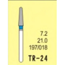 Бор діамантовий, під ТН № TR-24-197/018, 1шт конус заокруглений; діам.= 1.80 мм; роб.довж.= 7.2 мм; 120-140 мкм (синій); (L=21 мм) (Tengyuan/Теньюань)