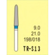 Бор діамантовий, під ТН № TR-S13-198/018, 1шт конус заокруглений; діам.= 1.80 мм; роб.довж.= 9.0 мм; 120-140 мкм (синій); (L=21 мм) (Tengyuan/Теньюань)