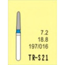 Бор діамантовий, під ТН № TR-S21-197/016, 1шт конус заокруглений; діам.= 1.60 мм; роб.довж.= 7.2 мм; 120-140 мкм (синій); (L=18.8 мм) (Tengyuan/Теньюань)