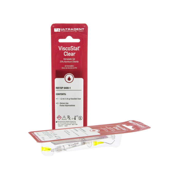 Viscostat Clear (Віскостат Клір) № 6408-1, Блістер: шпр.1.2мл (+2 нас.) - Гемостатик-гель (хлорид алюмінію 25%) (Ultradent/Ультрадент)