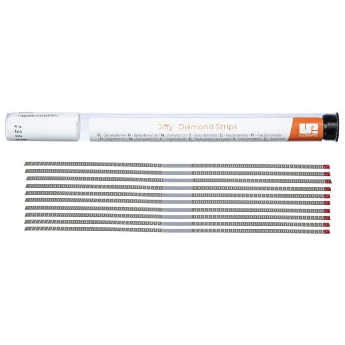 Jiffy Diamond Strips Perforated № 4676, 1шт (довжина= 150 мм; червоний; шир.= 4.0 мм; товщ.= 100 мкм; абраз.= Fine (фініш)) - Штрипси металеві перфоровані (Ultradent/Ультрадент)