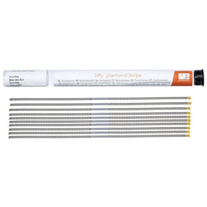 Jiffy Diamond Strips Perforated № 4677, 1шт (довжина= 150 мм; жовтий; шир.= 4.0 мм; товщ.= 80 мкм; абраз.= Super Fine (супер фініш)) - Штрипси металеві перфоровані (Ultradent/Ультрадент)