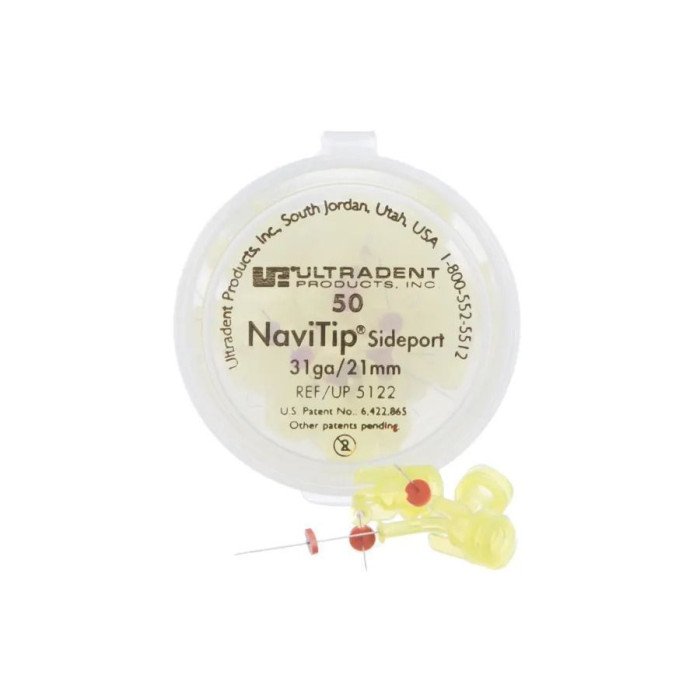 Насадка ендодонтична з двумя боковими отворами NaviTip 31ga Double Sideport  № 5121, 5122, 1шт (довжина= 21 мм; діам.= 0.28 мм; жовтий) (Ultradent/Ультрадент)
