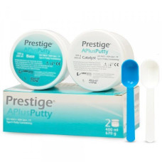 Prestige A Plus Putty № 11484, Пак.: 2 х банка 200мл колір: синьо-зелений (+дві ложки) - Відбиткова маса (VPS, A-силікон), база, дуже висока в'язкість (тип 0) (Vannini/Ванніні)