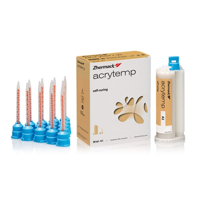 Acrytemp, 50мл (A2) (+15 змішуючих насадок) - Композит для тимчасових коронок картридж 4:1 (Zhermack/Жермак)