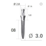 Імплантат кулькова опора SlimLine (SlimOneBody) (СлімЛайн (СлімВанБоді)) № IBS302008, 1шт діам.= 3.00 мм; довжина= 8.0 мм; вис.ясен.= 2.0 мм (Dentium/Дентіум)