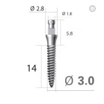 Імплантат кулькова опора SlimLine (SlimOneBody) (СлімЛайн (СлімВанБоді)) № IBS302014, 1шт діам.= 3.00 мм; довжина= 14 мм; вис.ясен.= 2.0 мм (Dentium/Дентіум)